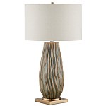 Настольная лампа с фактурным корпусом и тканевым абажуром Smooth Peaks варинант исполнения - 3 | Loft Concept в Нижнем Новгороде