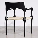 Стул дизайнерский с плетеным сидением Kronos Dining Chair Black варинант исполнения - 5 | Loft Concept в Нижнем Новгороде