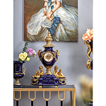 Часы настольные из темно-синего фарфора с бронзовыми фигурками и декоративными элементами Eden Garden варинант исполнения - 2 | Loft Concept в Нижнем Новгороде