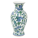 Ваза с зелено-голубым цветочным узором на белом фоне 47 см Blue & White Ornament варинант исполнения - 1 | Loft Concept в Нижнем Новгороде
