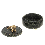 Шкатулка из натурального камня змеевик с фигуркой льва Stone Casket варинант исполнения - 3 | Loft Concept в Нижнем Новгороде