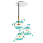 Люстра подвесная с прозрачными бирюзовыми стеклянными шарами и круглым основанием 3 лампы Giopato & Coombes варинант исполнения - 3 | Loft Concept в Нижнем Новгороде