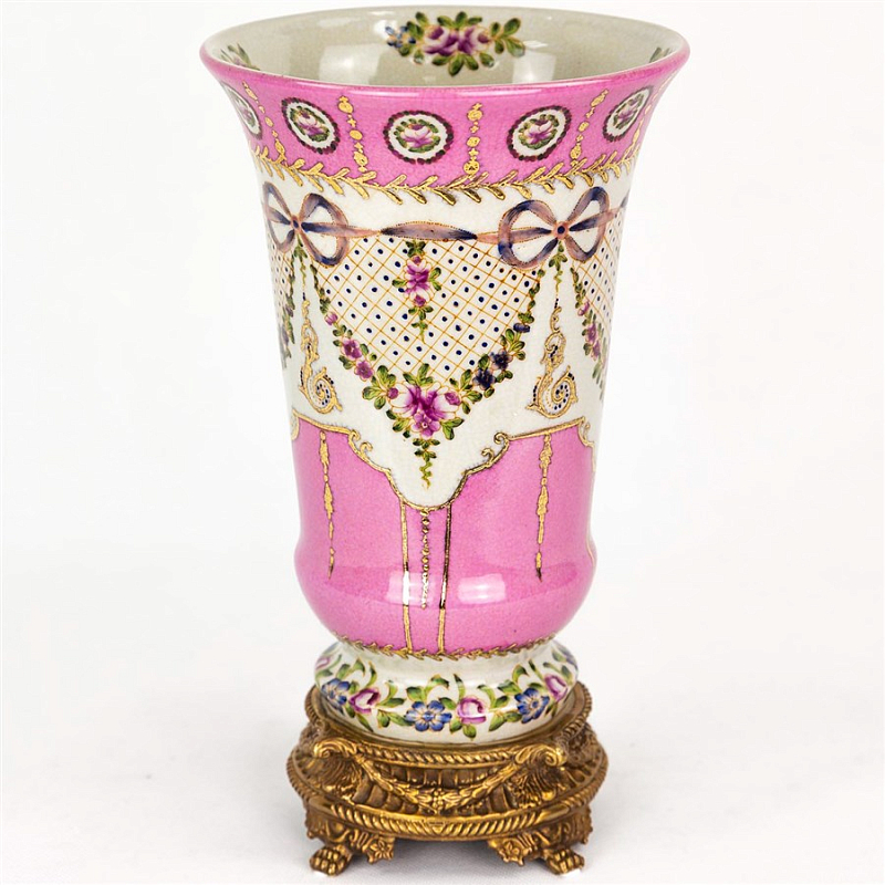 Фарфоровая ваза Pink Porcelain Vase Розовый (Rose) Бронза в Нижнем Новгороде | Loft Concept 