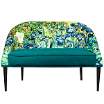 Диван двухместный из натурального бука зеленый с цветочным принтом Impressionism in Art варинант исполнения - 1 | Loft Concept в Нижнем Новгороде