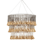 Люстра трехъярусная с декором из круглых деревянных бусин с кисточками Gray Brown Wooden Beads Chandelier варинант исполнения - 2 | Loft Concept в Нижнем Новгороде