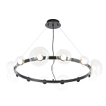 Люстра подвесная круглая с 12-ю прозрачными куполообразными плафонами и черным металлическим основанием Flos Wireline Lighting варинант исполнения - 3 | Loft Concept в Нижнем Новгороде