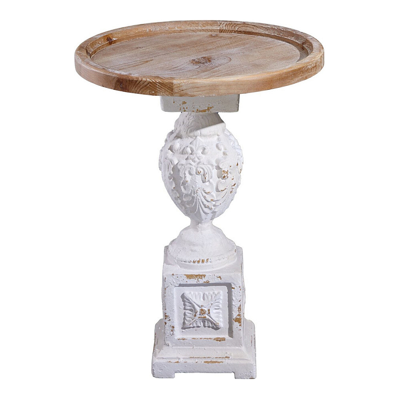 Приставной столик с резным античным узором Antique Engraving Белый Кремовый в Нижнем Новгороде | Loft Concept 