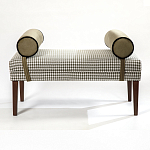 Банкетка Banquette PIED DE POULE с принтом гусиная лапка и бежевыми подлокотниками  варинант исполнения - 3 | Loft Concept в Нижнем Новгороде