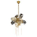 Люстра подвесная со стеклянными плафонами из дымчатого и золотистого с шестью вертикальными подвесками Gilded Mirage  варинант исполнения - 5 | Loft Concept в Нижнем Новгороде