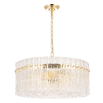 Люстра подвесная круглая с прозрачными рельефными стеклянными вставками и золотым основанием Textured Glass Chandelier варинант исполнения - 1 | Loft Concept в Нижнем Новгороде