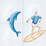 Плитка с узором Дельфин Серфингист варинант исполнения - 2 | Loft Concept в Нижнем Новгороде