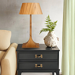 Настольная лампа со скошенным конусовидным абажуром и фигурной ножкой в цвете тик Accord Lighting варинант исполнения - 6 | Loft Concept в Нижнем Новгороде