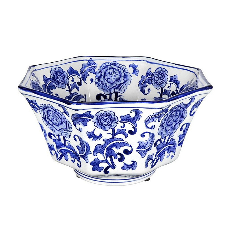 Чаша белая с синим цветочным узором Chino Dishes Синий Белый в Нижнем Новгороде | Loft Concept 