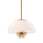 Подвесной светильник золотого цвета с полусферическим опаловым плафоном и декоративным элементом Elstead Lighting варинант исполнения - 1 | Loft Concept в Нижнем Новгороде