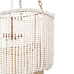 Трехъярусная люстра с подвесками из круглых деревянных бусин белая White Beads Three-tier Chandelier  варинант исполнения - 6 | Loft Concept в Нижнем Новгороде