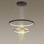 Люстра подвесная с 2-мя круглыми подвесами в черном и золотистом цвете и вертикальными подвесками Ring Horizontal варинант исполнения - 4 | Loft Concept в Нижнем Новгороде