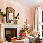 Обои ручная роспись Jharokha Arches Original colourway on pink painted Xuan paper варинант исполнения - 3 | Loft Concept в Нижнем Новгороде