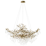 Подвесная люстра в виде ветвей деревьев золотого цвета с прозрачными подвесками-каплями 10 и 14 ламп Droplet Chandelier варинант исполнения - 1 | Loft Concept в Нижнем Новгороде