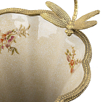 Ваза голубого цвета из фарфора с цветочным рисунком и бронзовой стрекозой Blue Garden варинант исполнения - 1 | Loft Concept в Нижнем Новгороде