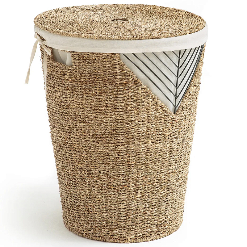 Плетеная корзина для белья Juste Wicker Basket Бежевый Черный Плетеная корзина для белья Juste Wicker Basket Бежевый Черный в Нижнем Новгороде | Loft Concept
