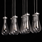 Люстра с 9-ю прозрачными плафонами из стекла в форме капли на прямоугольном потолочном основании цвета хром Lucid Rain  варинант исполнения - 9 | Loft Concept в Нижнем Новгороде