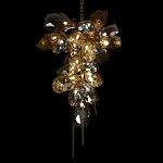 Люстра подвесная вытянутой формы с плафонами из стекла и металла с двумя вертикальными подвесками Gilded Mirage  варинант исполнения - 4 | Loft Concept в Нижнем Новгороде