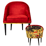 Кресло из натурального бука красное с цветным принтом Impressionism in Art варинант исполнения - 2 | Loft Concept в Нижнем Новгороде