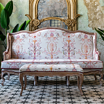 Банкетка из массива бука бежевая с растительным орнаментом Raffael Beige Floral Banquette варинант исполнения - 4 | Loft Concept в Нижнем Новгороде