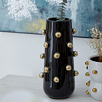 Ваза черная цилиндрическая с глянцевым покрытием и золотыми декоративными элементами Molecule Collection варинант исполнения - 3 | Loft Concept в Нижнем Новгороде