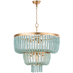 Круглая трехъярусная люстра с подвесками в виде круглых стеклянных бусин Blue Beads Chandelier варинант исполнения - 1 | Loft Concept в Нижнем Новгороде