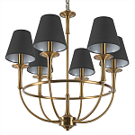 Люстра на металлическом основании бронзового цвета с 6-ю черными конусовидными абажурами Dignity варинант исполнения - 8 | Loft Concept в Нижнем Новгороде