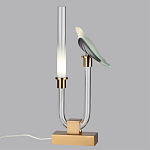 Настольная лампа с прозрачной трубкой и декоративной фигуркой птицы на бронзовой подставке Ganthea варинант исполнения - 3 | Loft Concept в Нижнем Новгороде