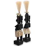 Комплект из 2-х деревянных статуэток Asmat Straw Headdress Statuettes Multicolor варинант исполнения - 4 | Loft Concept в Нижнем Новгороде