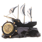 Часы настольные в виде парусника из натурального камня Обсидиан Sailboat Stone Clock варинант исполнения - 4 | Loft Concept в Нижнем Новгороде