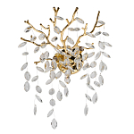 Бра золотого цвета с декоративными ветвями и прозрачными подвесками в форме листьев Droplet Chandelier варинант исполнения - 1 | Loft Concept в Нижнем Новгороде