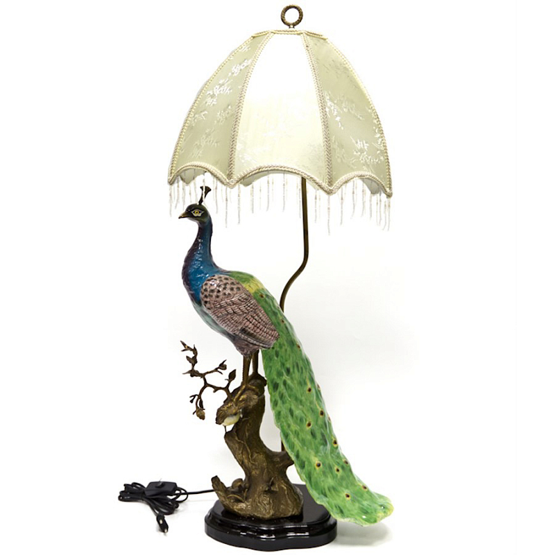 Настольная лампа Peacock Lamp Белый Зеленый Синий Бронза в Нижнем Новгороде | Loft Concept 