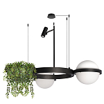 Подвесной светильник с 2-мя шарообразными плафонами и цилиндрическим спотом Light of Еyes варинант исполнения - 2 | Loft Concept в Нижнем Новгороде