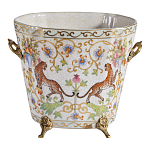 Кашпо с растительным и животным орнаментом на бронзовых ножках Turquoise Blooming Garden варинант исполнения - 1 | Loft Concept в Нижнем Новгороде
