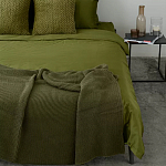 Плед из хлопка жемчужной вязки оливкового цвета Waffle Comfort варинант исполнения - 5 | Loft Concept в Нижнем Новгороде