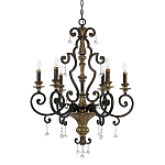 Люстра с подвесками из прозрачного стекла на кованом каркасе бронзового цвета в классическом стиле Quoizel варинант исполнения - 5 | Loft Concept в Нижнем Новгороде