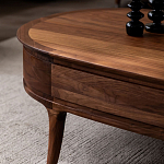 Кофейный стол овальный из дерева с 2-мя ящиками Coffee Walnut Table варинант исполнения - 5 | Loft Concept в Нижнем Новгороде