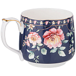 Кружка фарфоровая синяя с цветочным принтом 470 мл Flower Porcelain Collection варинант исполнения - 1 | Loft Concept в Нижнем Новгороде