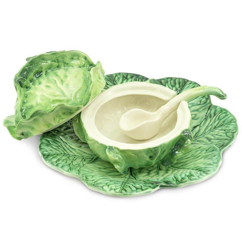 Супница SOUP BOWL CABBAGE W/PLATE  D20 Зеленый в Нижнем Новгороде | Loft Concept 