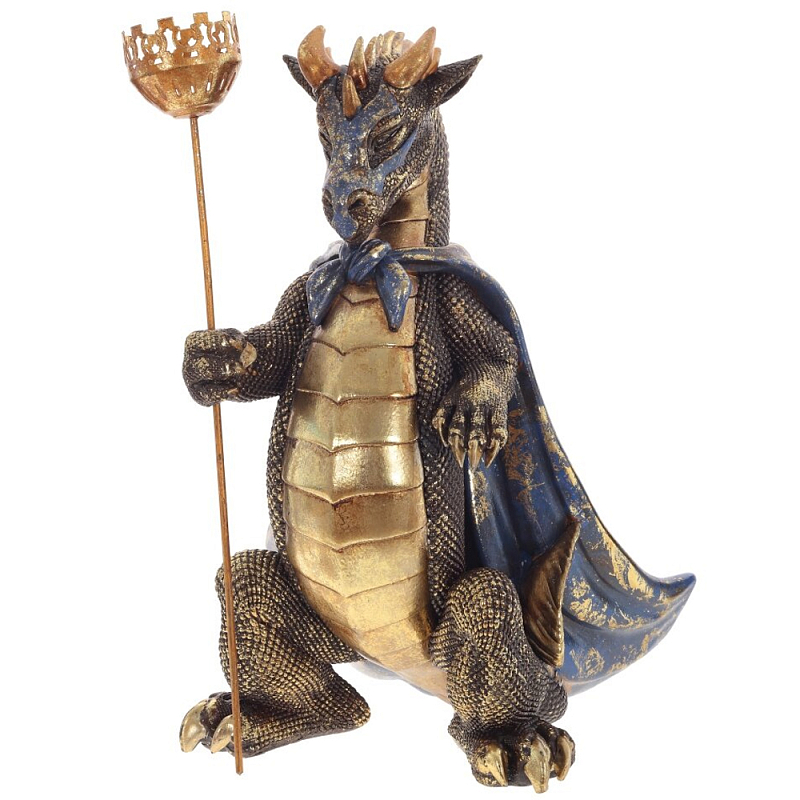 Подсвечник в виде дракона Dragon candlestick Gold Blue Золотой Синий в Нижнем Новгороде | Loft Concept 