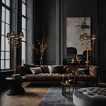 Торшер с металлическим основанием бронзового цвета с черными конусовидными абажурами Dignity варинант исполнения - 5 | Loft Concept в Нижнем Новгороде