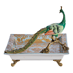 Блюдо квадратное с павлином на бронзовых ножках Eden Garden варинант исполнения - 3 | Loft Concept в Нижнем Новгороде