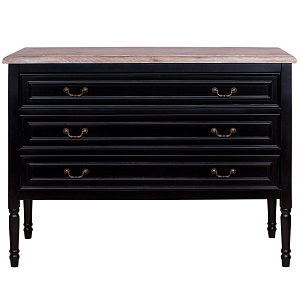 Черный комод из дуба Amelia black light beige