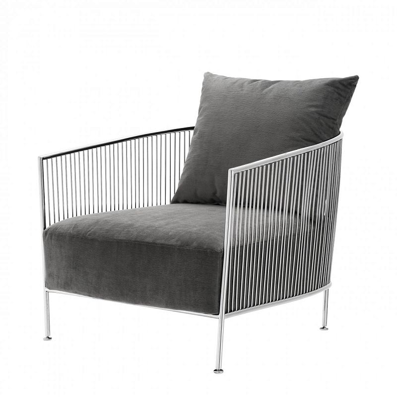 Кресло Eichholtz Chair Knox Stainless Steel Серый Нержавеющая сталь в Нижнем Новгороде | Loft Concept 