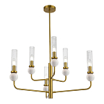 Люстра с 6-ю плафонами в форме стеклянных трубок и мраморных декоративных элементов Montreal варинант исполнения - 4 | Loft Concept в Нижнем Новгороде