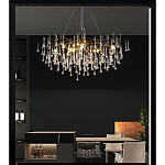 Люстра черная с прозрачными стеклянными подвесками в форме капель FAIRYTREE Light варинант исполнения - 5 | Loft Concept в Нижнем Новгороде